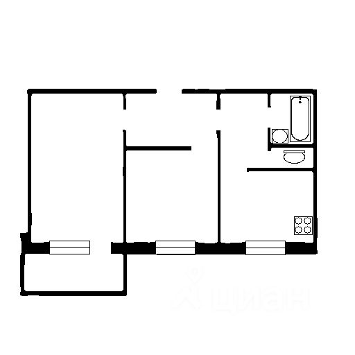 Планировка этой квартиры по данным Циан