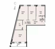 3-комн.кв., 127 м², этаж 3