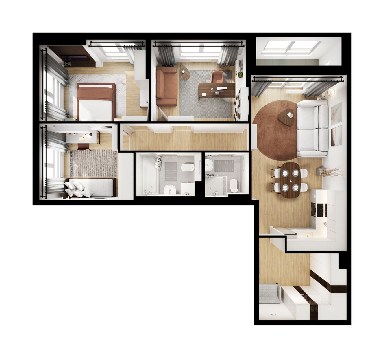 3-комн.кв., 82,5 м², 14/15 этаж