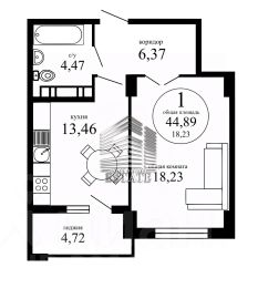 1-комн.кв., 45 м², этаж 6