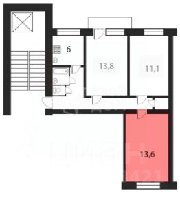 комната 59/14 м², этаж 7
