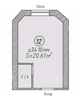 студия, 33 м², этаж 3