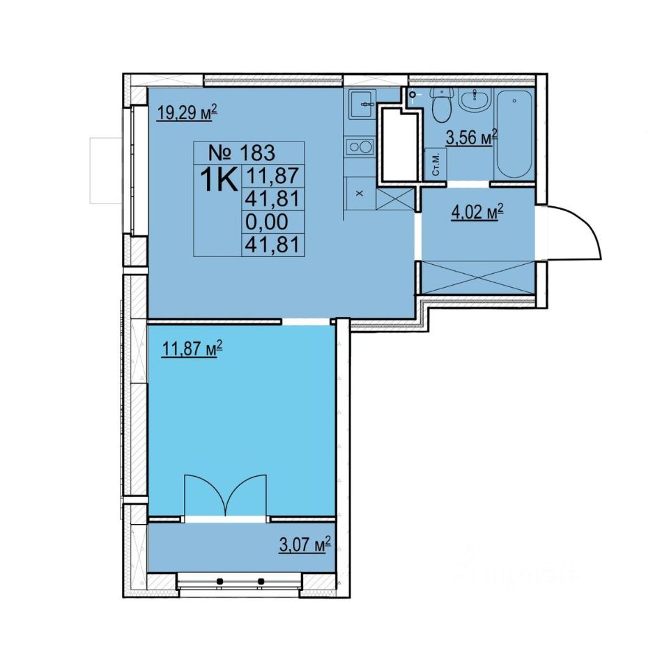 Продается1-комн.квартира,41,81м²