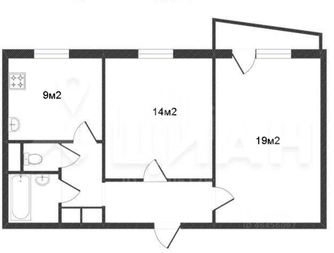 Продажа двухкомнатной квартиры 53,2м² ул. Куйбышева, 136, Омск, Омская  область - база ЦИАН, объявление 297207028