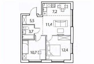 3-комн.кв., 51 м², этаж 14