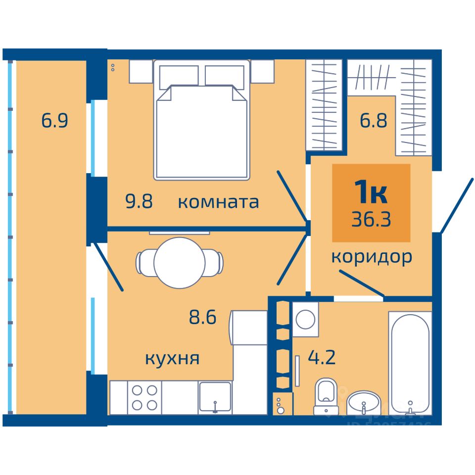 Купить однокомнатную квартиру 36,3м² Пермь, Пермский край, Вышка II  микрорайон, Патриот жилой комплекс - база ЦИАН, объявление 297306618