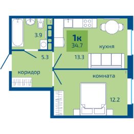 1-комн.кв., 35 м², этаж 4