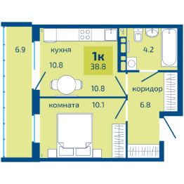 1-комн.кв., 39 м², этаж 8