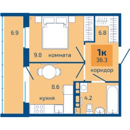 1-комн.кв., 36 м², этаж 7