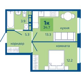 1-комн.кв., 35 м², этаж 8