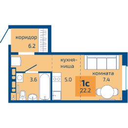 1-комн.кв., 22 м², этаж 9