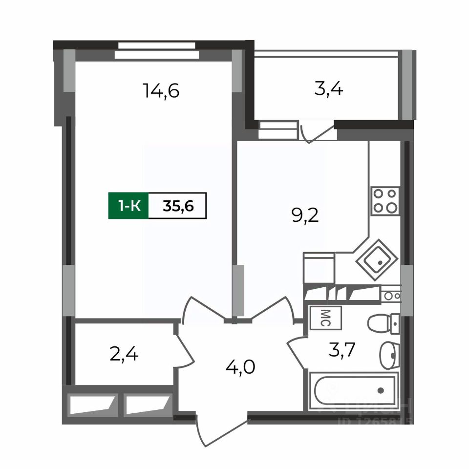 Продажа однокомнатной квартиры 35,6м² бул. Сталинградский, 5, Владимир, Владимирская  область - база ЦИАН, объявление 297313591