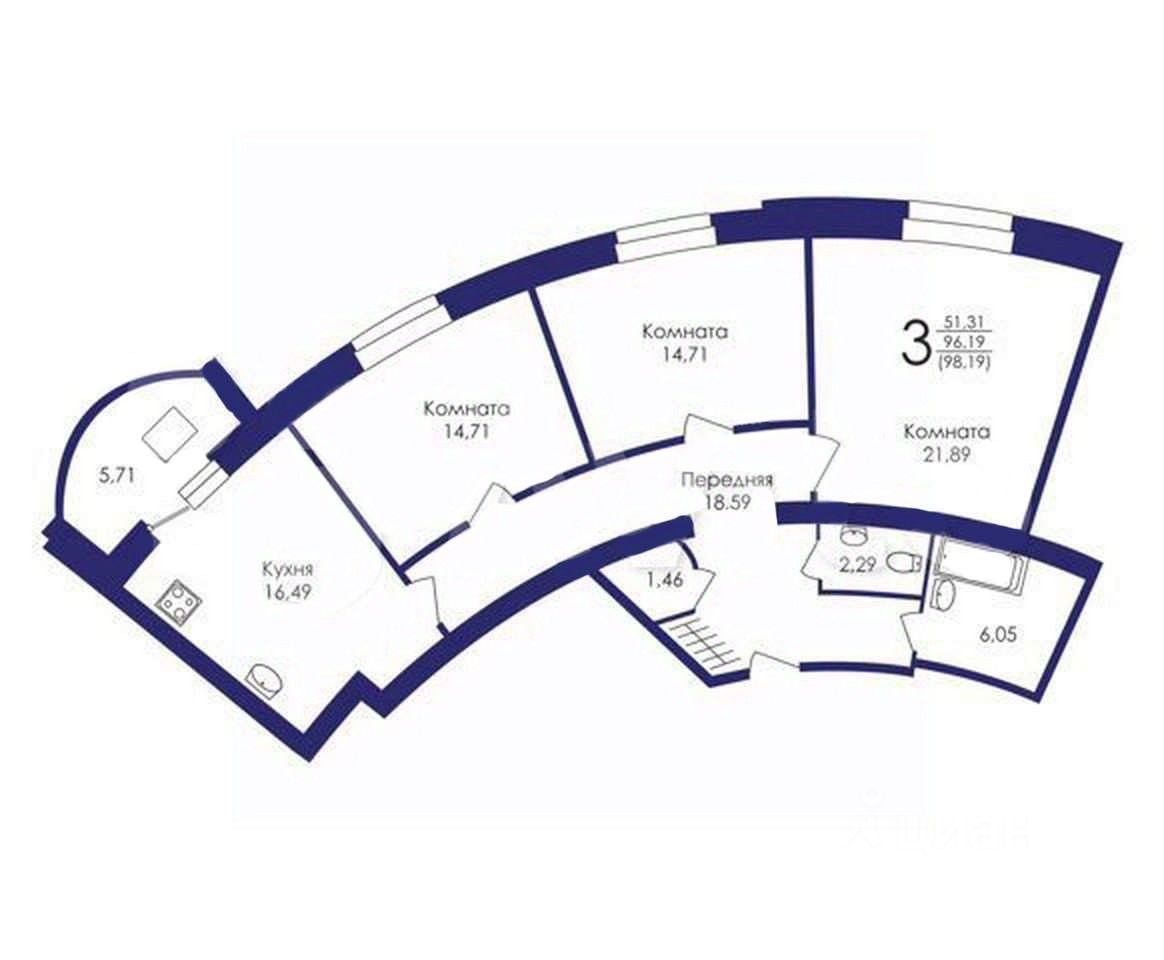 Купить 3-комнатную квартиру 100 кв.м. в Электрогорске, продажа 3-комнатных  квартир 100 м2. Найдено 1 объявление.