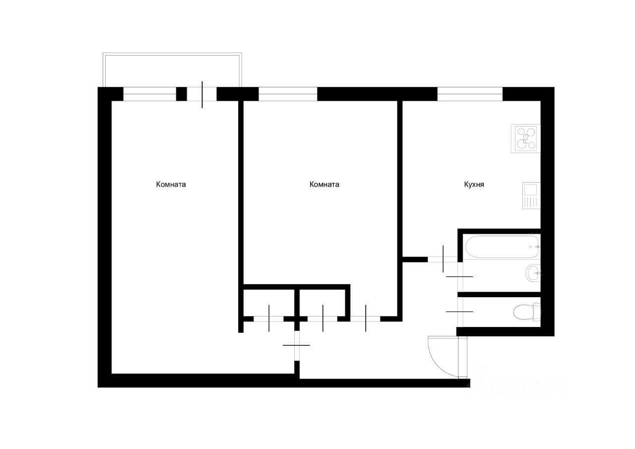 Купить двухкомнатную квартиру 44,9м² Михневская ул., 19К2, Москва, м.  Царицыно - база ЦИАН, объявление 297363597