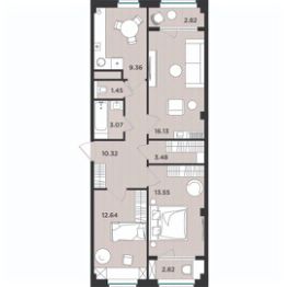 3-комн.кв., 76 м², этаж 1