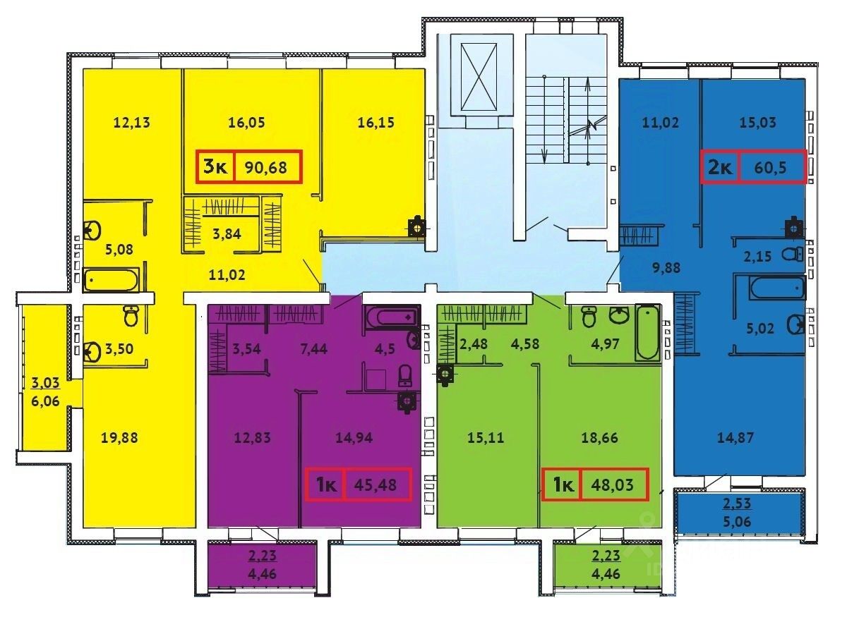 Купить трехкомнатную квартиру 90,7м² ул. 2-я Полевая, Иваново, Ивановская  область - база ЦИАН, объявление 297442146