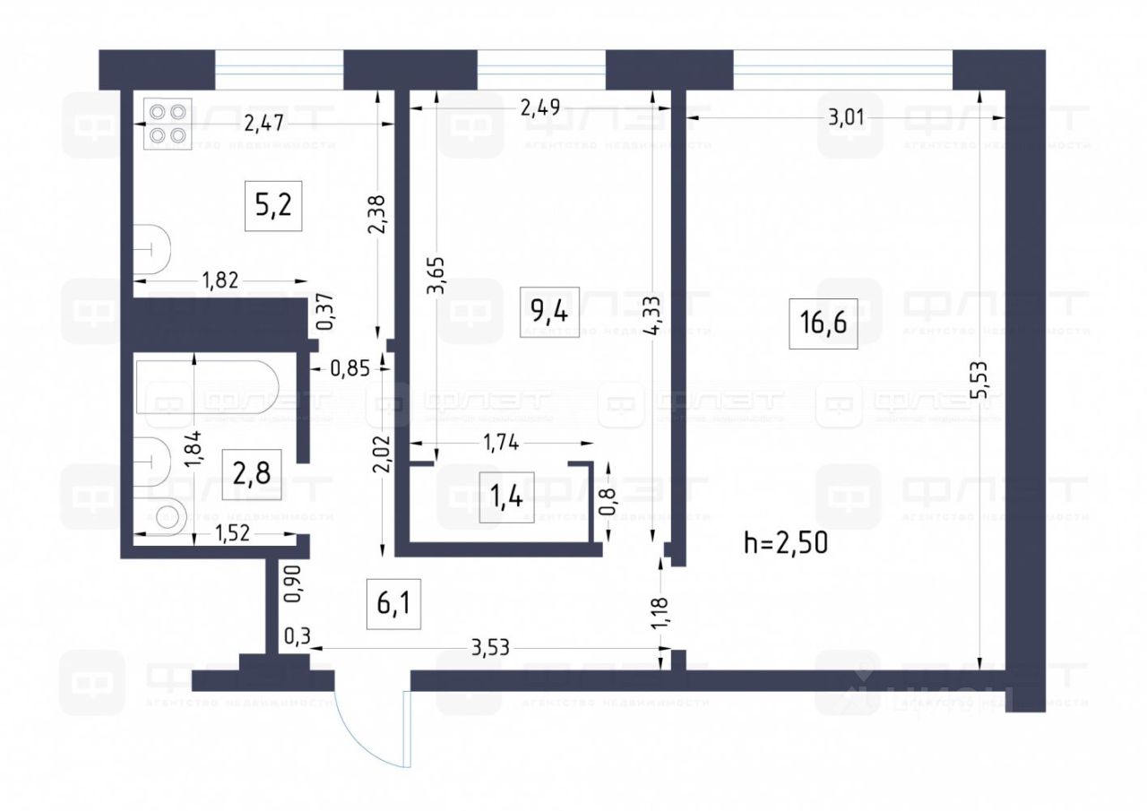 Продаю двухкомнатную квартиру 42,8м² ул. Большая Красная, 222, Татарстан  респ., Высокая Гора село - база ЦИАН, объявление 297468269