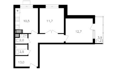2-комн.кв., 55 м², этаж 24