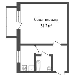 1-комн.кв., 31 м², этаж 2