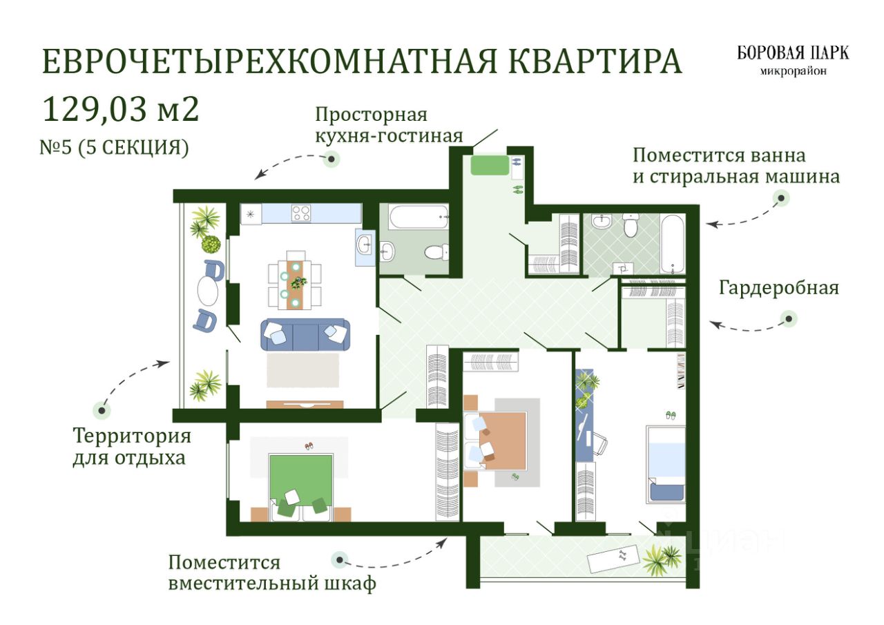 Купить 3-комнатную квартиру в микрорайоне Боровая Парк в деревне Ясенная,  продажа трехкомнатных квартир во вторичке и первичке на Циан. Найдено 5  объявлений