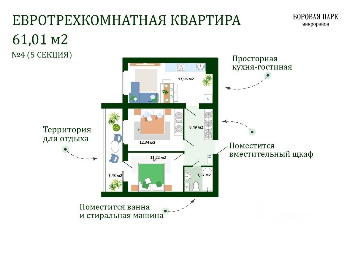 Купить 2-комнатную квартиру в новостройках в микрорайоне Боровая Парк в  деревне Ясенная, цена на официальном сайте от застройщика, продажа  2-комнатных квартир в новом доме. Найдено 38 объявлений.