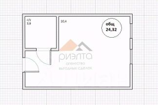 апарт.-студия, 24 м², этаж 8