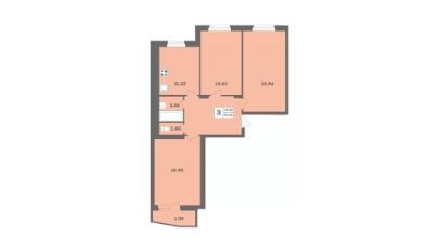 3-комн.кв., 81 м², этаж 10