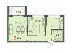 2-комн.кв., 42 м², этаж 2