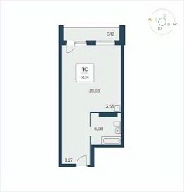 апарт.-студия, 53 м², этаж 15