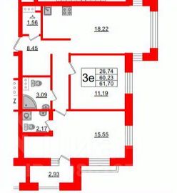 2-комн.кв., 63 м², этаж 6