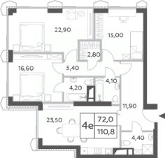 4-комн.кв., 111 м², этаж 29