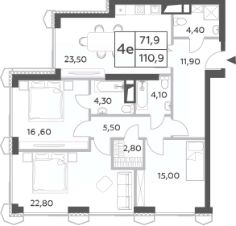 4-комн.кв., 111 м², этаж 35