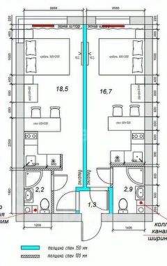 2-комн.кв., 43 м², этаж 1