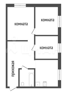 3-комн.кв., 48 м², этаж 1