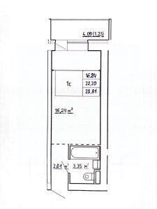 студия, 24 м², этаж 2