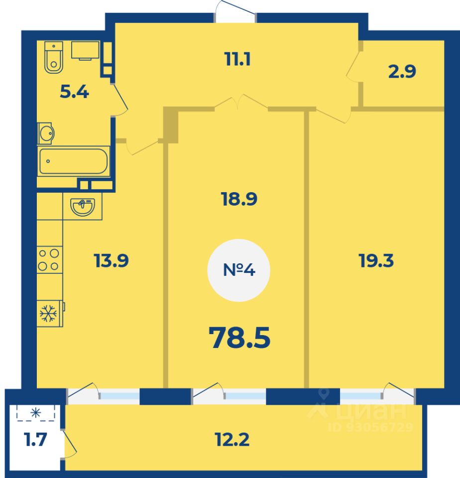 Продажа квартиры свободной планировки 78,5м² ул. Жигура, 8, Владивосток,  Приморский край - база ЦИАН, объявление 275636689