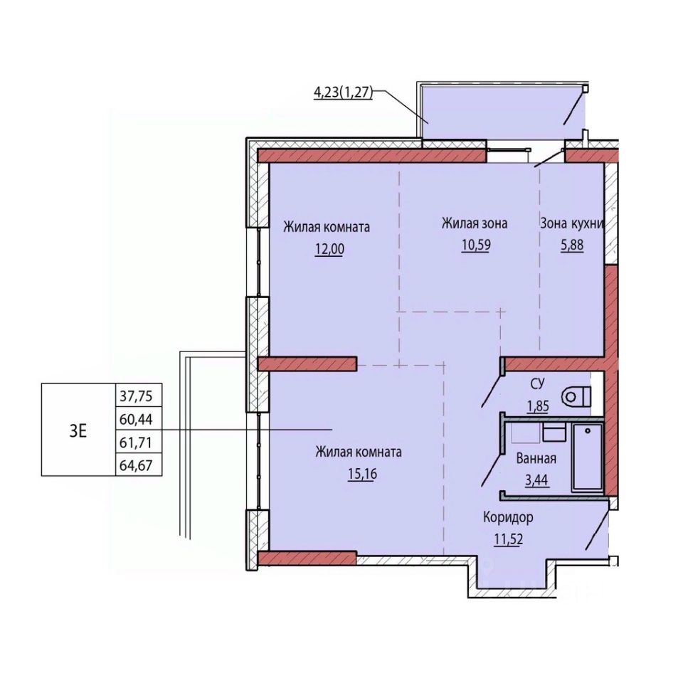 Купить трехкомнатную квартиру 60,9м² ул. Карла Маркса, Хабаровск,  Хабаровский край - база ЦИАН, объявление 298251717