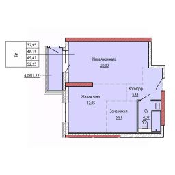 2-комн.кв., 49 м², этаж 4