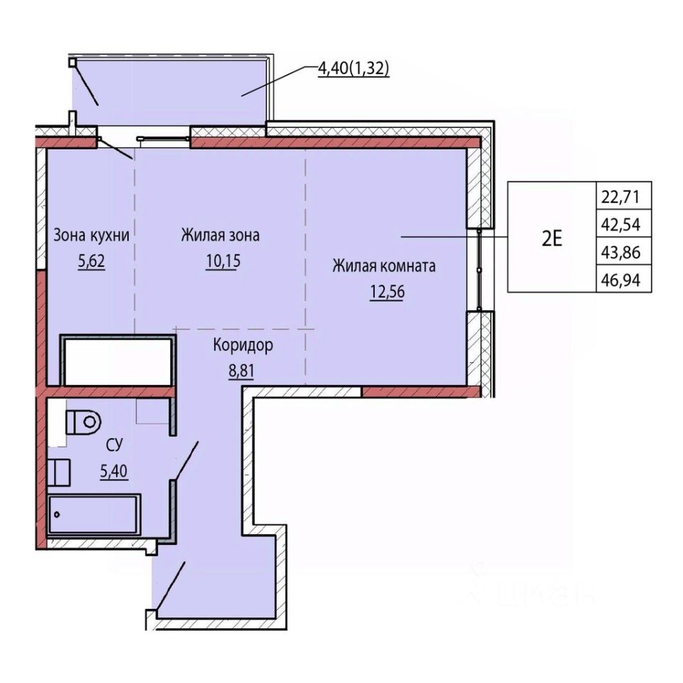 Продажа двухкомнатной квартиры 43,9м² ул. Карла Маркса, Хабаровск,  Хабаровский край - база ЦИАН, объявление 298252021