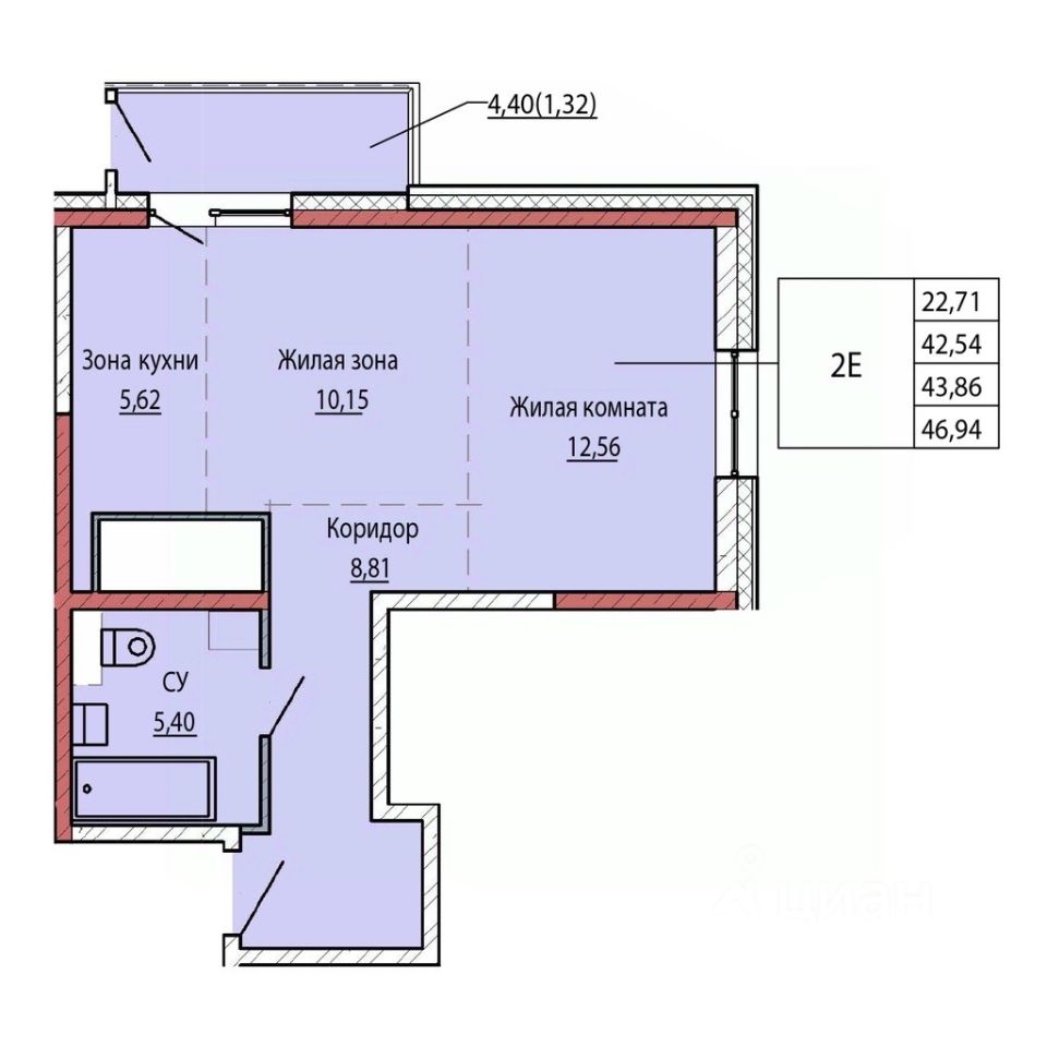 Продажа двухкомнатной квартиры 43,9м² ул. Карла Маркса, Хабаровск,  Хабаровский край - база ЦИАН, объявление 298252027