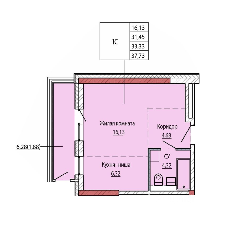 Купить однокомнатную квартиру 32,7м² ул. Карла Маркса, Хабаровск,  Хабаровский край - база ЦИАН, объявление 298252260