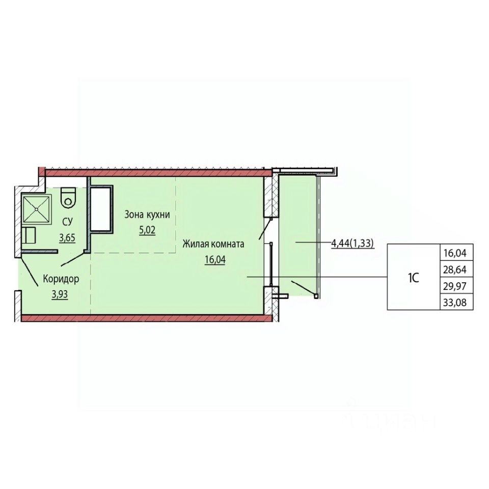 Купить однокомнатную квартиру 29,2м² ул. Карла Маркса, Хабаровск,  Хабаровский край - база ЦИАН, объявление 298252314