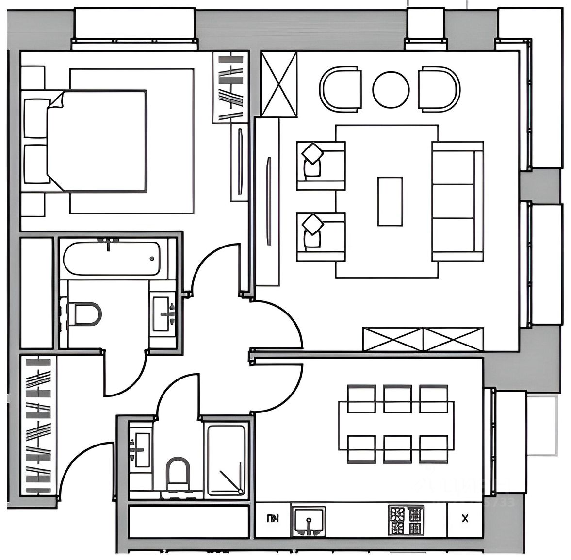 Планировка этой квартиры по данным Циан