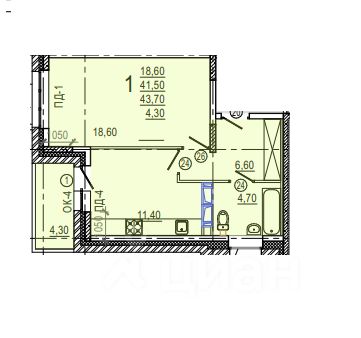 Продается1-комн.квартира,41,5м²