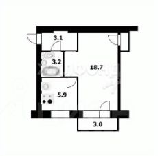 1-комн.кв., 31 м², этаж 3