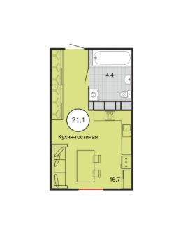 1-комн.кв., 21 м², этаж 5