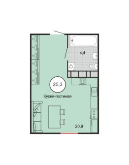 1-комн.кв., 25 м², этаж 5