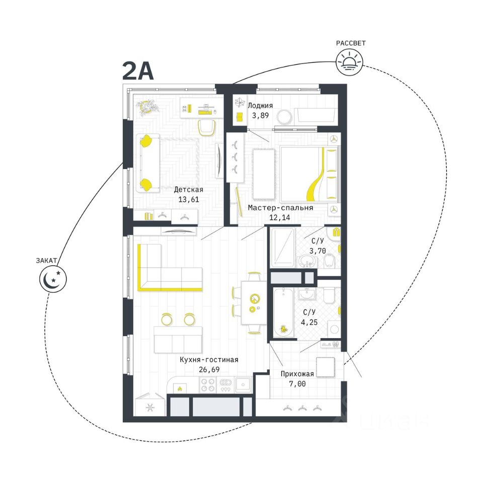 Купить двухкомнатную квартиру 69,3м² Шереметьевская ул., 12к4, Рязань,  Рязанская область - база ЦИАН, объявление 298331313