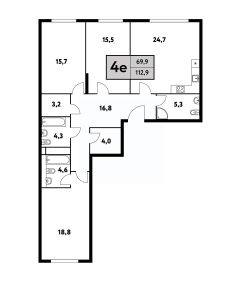 4-комн.кв., 113 м², этаж 17