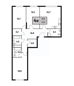 4-комн.кв., 113 м², этаж 18